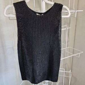 Elegant Black Sleeveless Sweater Tank Top